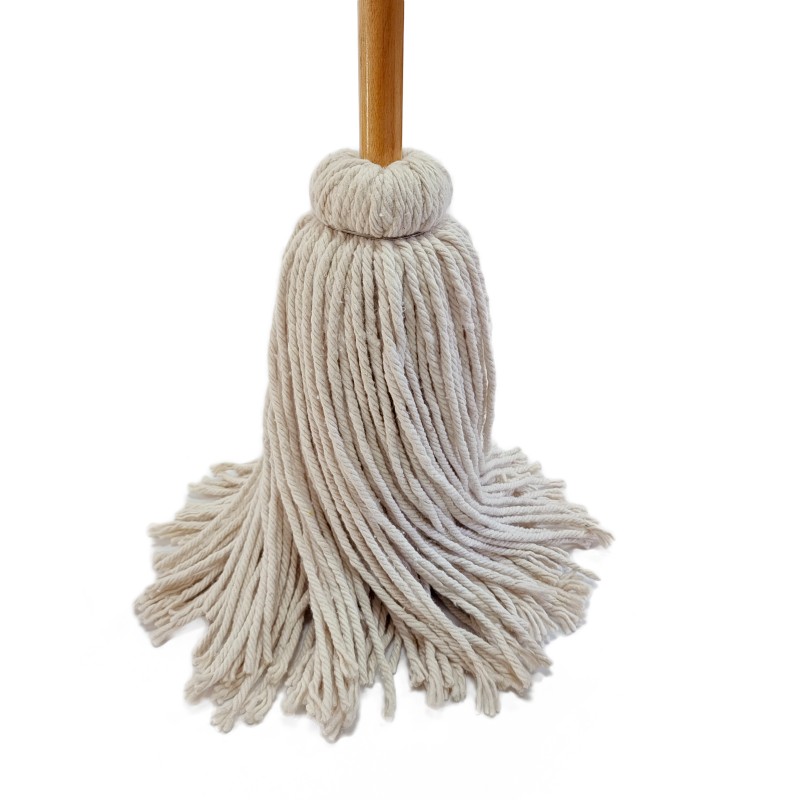 Mop per ponte bianco con manico in legno